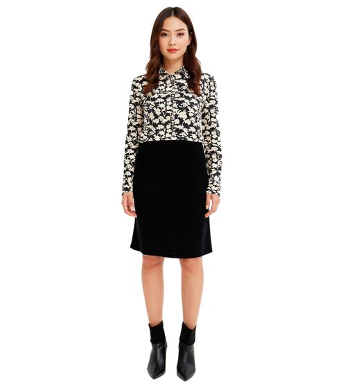 Jupe midi évasée pour femme, élégante jupe en maille, 970081, noire