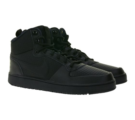 NIKE Court Borough Mid Men's Water-Repellent Genuine Leather Sneaker AA0547 002 Black