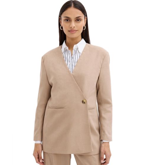 Stylish ladies' evening blazer, autumn blazer, business blazer, cotton blazer 945078 beige