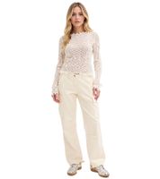 Casual women's cargo pants made of pure cotton, natural washed summer pants 960267 Beige Casual women's cargo pants made of pure cotton, natural washed summer pants 960267 Beige