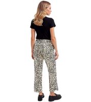 Elegante pantalón jacquard para mujer con estampado de leopardo, para diario, 956840, negro/dorado/beige