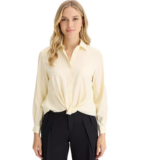 Women's Summer Blouse with a Slight Sheen, Long-Sleeved Shirt 976599 Yellow