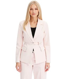 Stylish women's evening blazer with belt, business blazer, cotton blazer, 959825 pink Stylish women's evening blazer with belt, business blazer, cotton blazer, 959825 pink