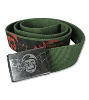 Avenged Sevenfold A7X Gürtel von der Metal-Band Stoff-Gürtel Totenkopf mit Stahlhelm und Fledermausflügel Alltags-Gürtel für Damen und Herren ca. 126cm mit Band-Schriftzug BT111786ASF0 Oliv-Grün Avenged Sevenfold A7X Gürtel von der Metal-Band Stoff-Gürtel Totenkopf mit Stahlhelm und Fledermausflügel Alltags-Gürtel für Damen und Herren ca. 126cm mit Band-Schriftzug BT111786ASF0 Oliv-Grün