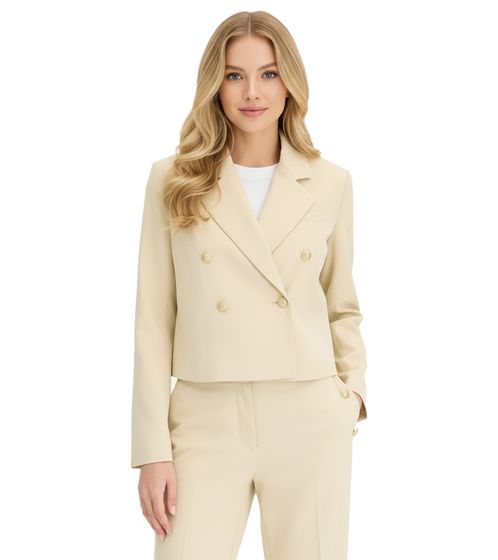 Blazer court élégant pour femme avec boutons décoratifs. Blazer de soirée, blazer business, 950017 Beige