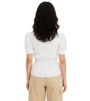 Blusa da donna con maniche a sbuffo, blusa in cotone, top estivo, camicia a maniche corte, 961520 Bianco Blusa da donna con maniche a sbuffo, blusa in cotone, top estivo, camicia a maniche corte, 961520 Bianco