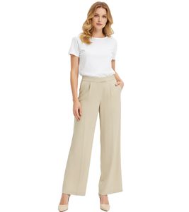 elegante Damen Lyocell-Hose mit Bundfalten Business-Hose Stoff-Hose 951588 Khaki