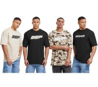 DEF MERCH souvenir T-shirts with a large brand print, round neck, in black, beige, or camouflage DEF MERCH souvenir T-shirts with a large brand print, round neck, in black, beige, or camouflage