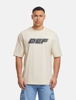 DEF MERCH souvenir T-shirts with a large brand print, round neck, in black, beige, or camouflage DEF MERCH souvenir T-shirts with a large brand print, round neck, in black, beige, or camouflage
