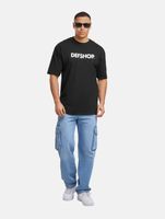 DEF MERCH souvenir T-shirts with a large brand print, round neck, in black, beige, or camouflage DEF MERCH souvenir T-shirts with a large brand print, round neck, in black, beige, or camouflage