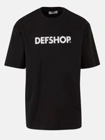 DEF MERCH souvenir T-shirts with a large brand print, round neck, in black, beige, or camouflage DEF MERCH souvenir T-shirts with a large brand print, round neck, in black, beige, or camouflage