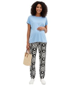 Pantalon de maternité élégant pour femme avec motif floral, vêtements de maternité 938357 Noir/Blanc Pantalon de maternité élégant pour femme avec motif floral, vêtements de maternité 938357 Noir/Blanc