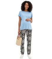 Stylish women's maternity trousers with floral pattern maternity wear 938357 Black/White