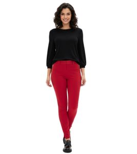 zeitlose Damen Hose mit dekorativen Reißverschluss Schlup-Hose 974554 Rot