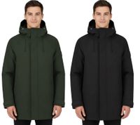 Giacca invernale isolante da uomo Blue LOOP Originals Virga Iso Long Jacket, giacca invernale sostenibile con finitura OrganoTex Industrial DWR M-VJL006-22, nera o verde scuro