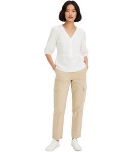 Women's Blouse Made of a Fine Viscose Blend, Summer Shirt with 3/4 Sleeves, 696075 White