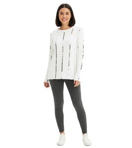 klassischer Damen Strick-Pullover mit glänzenden Nadelstreifen Alltags-Pullover Sweater 972785 Woll-Weiß klassischer Damen Strick-Pullover mit glänzenden Nadelstreifen Alltags-Pullover Sweater 972785 Woll-Weiß