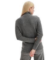 Women's Turtleneck Sweater with Buttoned Sleeves, Knit Sweater 950937 Gray Women's Turtleneck Sweater with Buttoned Sleeves, Knit Sweater 950937 Gray