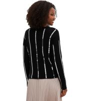 Classic women's knit sweater with shiny pinstripes, everyday sweater, 934937 Black Classic women's knit sweater with shiny pinstripes, everyday sweater, 934937 Black