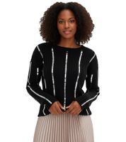 Classic women's knit sweater with shiny pinstripes, everyday sweater, 934937 Black Classic women's knit sweater with shiny pinstripes, everyday sweater, 934937 Black