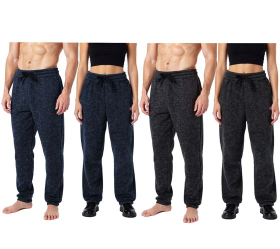 NANGAPARBAT knitted fleece pants for women or men, anti-pilling and anti-static jogging pants with OEKO-TEX Standard 100 in gray/black or dark blue