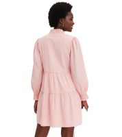Flared ruffle dress with smocked neckline and sleeve hem, mini dress, cotton dress 956565 Pink