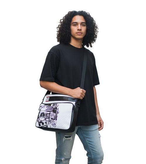 RUN DMC Unisex Hip-Hop Band Shoulder Bag/Handbag with Wide Strap, 38x30x11cm, Black
