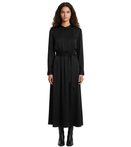Women's Shirt Dress in Fine Satin. Timeless style for special occasions. 928164 Black