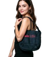 Sac bandoulière femme ALCHEMY UL13 avec imprimé et logo brodé en coton noir