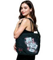 Sac bandoulière femme ALCHEMY UL13 avec imprimé et logo brodé en coton noir