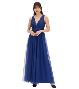 romantisches Damen Braut-Kleid mit schöner Spitze und Chiffonrock Maxi-Kleid 979020 Blau romantisches Damen Braut-Kleid mit schöner Spitze und Chiffonrock Maxi-Kleid 979020 Blau