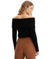 Women's Knit Sweater, Off-Shoulder Sweater, Everyday Sweater, 907644 Black