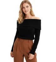 Women's Knit Sweater, Off-Shoulder Sweater, Everyday Sweater, 907644 Black
