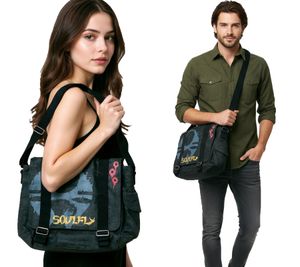 Sac bandoulière Soulfly Metal Band avec logo brodé, accessoire en coton noir Sac bandoulière Soulfly Metal Band avec logo brodé, accessoire en coton noir
