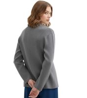 Damen Strick-Blazer Feinstrick-Jacke glatter Strickcardigan 907995 Grau