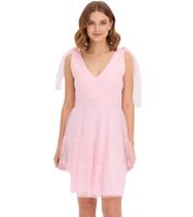 stylisches Mini-Kleid aus zartem Tüll mit Schleifen-Details Netz-Kleid 915092 Rosa