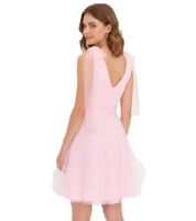 stylisches Mini-Kleid aus zartem Tüll mit Schleifen-Details Netz-Kleid 915092 Rosa