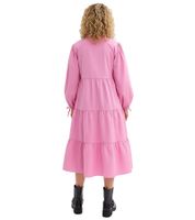 Wide-leg women's midi dress with bows, made of pure cotton, long-sleeved dress 977645 Pink Wide-leg women's midi dress with bows, made of pure cotton, long-sleeved dress 977645 Pink