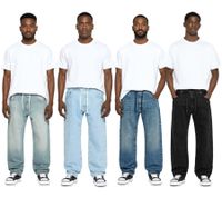 stylische Herren Jeans im Jogger-Stil Denim-Hose Baggy Leg mit Bindeband BR-12000 in Schwarz oder Blau stylische Herren Jeans im Jogger-Stil Denim-Hose Baggy Leg mit Bindeband BR-12000 in Schwarz oder Blau