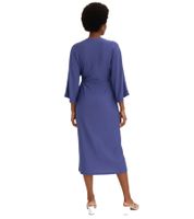 Elegante vestido midi de mujer con aberturas, vestido de otoño, mangas 3/4, 938352, azul
