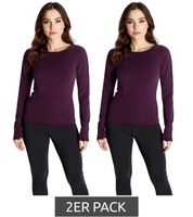 Camiseta de manga larga sin costuras FAYN SPORTS para mujer (paquete de 2), ropa de fitness, 46379918, morado