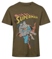 Camiseta RE:COVERED X SUPERMAN DC para hombre con estampado de cómic, cuello redondo de algodón RCWARN55 en crudo-blanco o caqui
