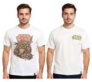 RE:COVERED X STAR WARS Men's T-Shirt with Star Wars Print, Cotton Shirt, Short-Sleeved Shirt, RCDIF20, Ecru-White RE:COVERED X STAR WARS Men's T-Shirt with Star Wars Print, Cotton Shirt, Short-Sleeved Shirt, RCDIF20, Ecru-White