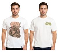 RE:COVERED X STAR WARS Men's T-Shirt with Star Wars Print, Cotton Shirt, Short-Sleeved Shirt, RCDIF20, Ecru-White