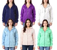Sudadera con capucha y cremallera de algodón ZEGY para mujer 1083 en rosa, morado, azul marino, azul claro, blanco o verde menta