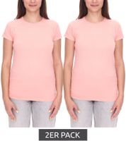 2er Pack FAYN SPORTS Damen Sport-Top atmungsaktives und schweißtransportierendes Trainings-Shirt 73022200 Lachs-Rosa
