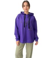Sweat à capuche ZEGY pour femme avec motifs d'oiseaux, pull en coton 1074 en bleu, bleu marine, violet, violet clair