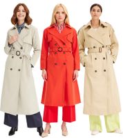 stilvoller Damen Mantel im Trenchcoat-Stil mit Reverskragen Business-Jacke in Khaki, Beige oder Rot stilvoller Damen Mantel im Trenchcoat-Stil mit Reverskragen Business-Jacke in Khaki, Beige oder Rot