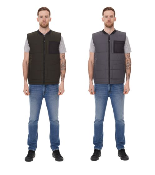 11 PROJECT PURlle Men's Quilted Puffer Vest, Lifestyle Vest 20715253 in Gray and Dark Green