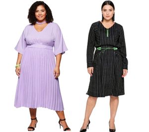 Vestido de verano sheego para mujer, largo hasta la rodilla, vestido de noche, tallas grandes, en negro o morado